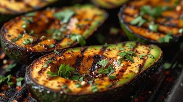 Grilled avocado with herb parsley