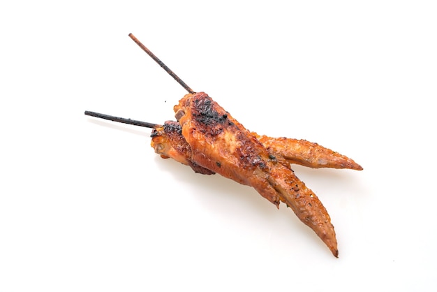 grilled or barbecue chicken wings skewer isolated