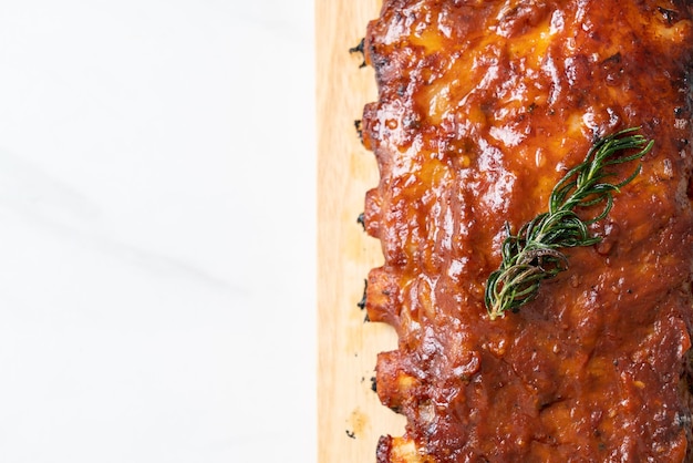 grilled and barbecue ribs pork with BBQ sauce