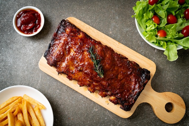 grilled and barbecue ribs pork with BBQ sauce