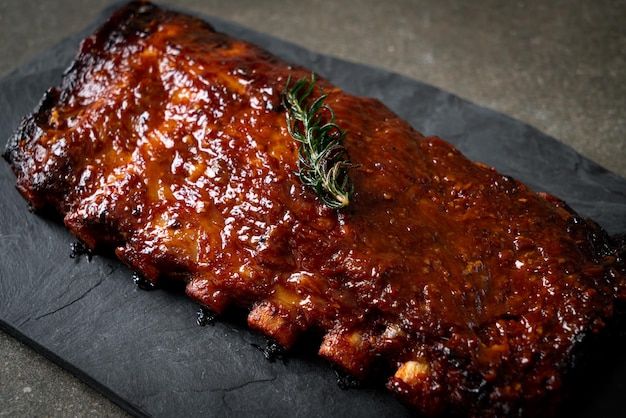 grilled and barbecue ribs pork with BBQ sauce