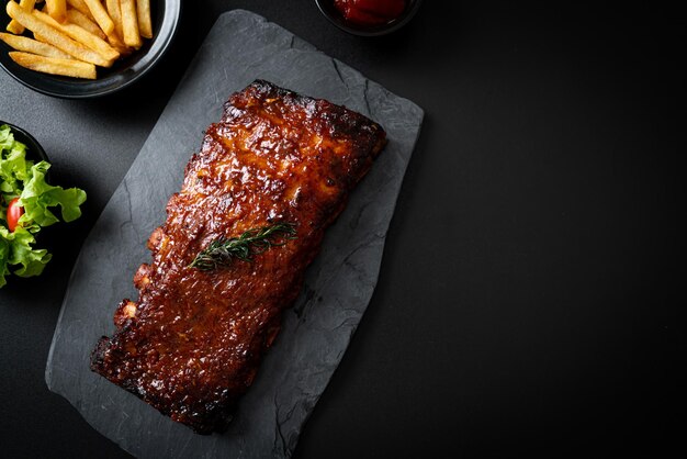 grilled and barbecue ribs pork with BBQ sauce