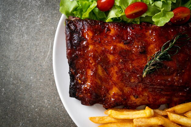 grilled and barbecue ribs pork with BBQ sauce