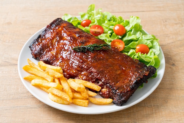 grilled and barbecue ribs pork with BBQ sauce