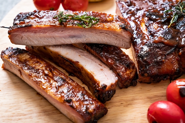 grilled and barbecue ribs pork