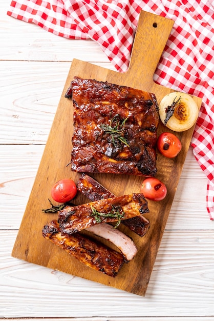 grilled and barbecue ribs pork