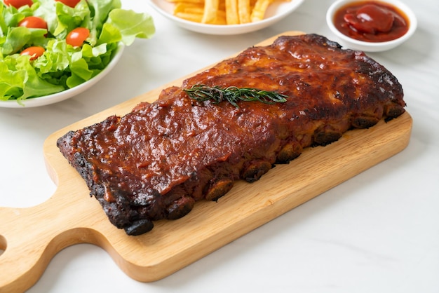 Grilled and barbecue ribs pork