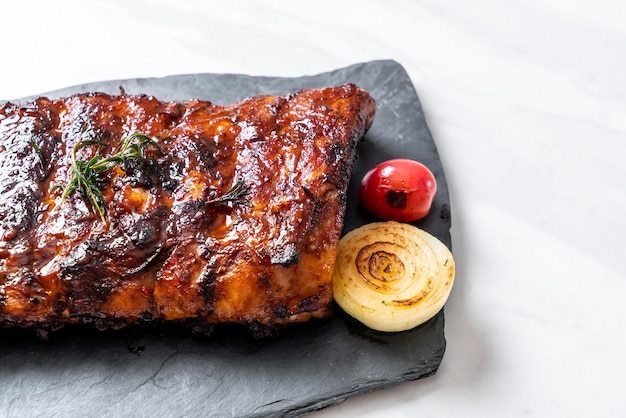 Grilled barbecue ribs pork