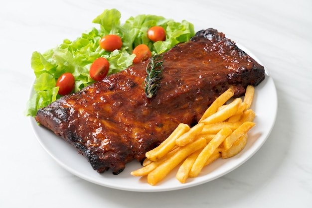 Grilled and barbecue ribs pork