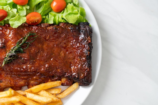 Grilled and barbecue ribs pork