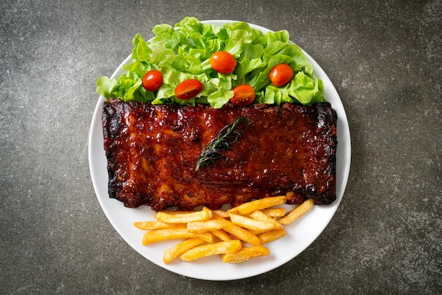 Grilled and barbecue ribs pork