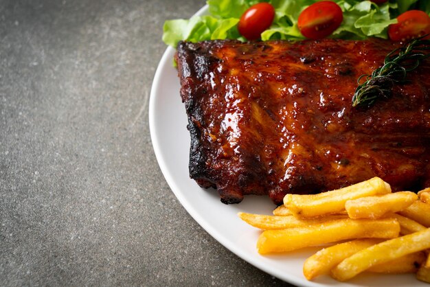 Grilled and barbecue ribs pork