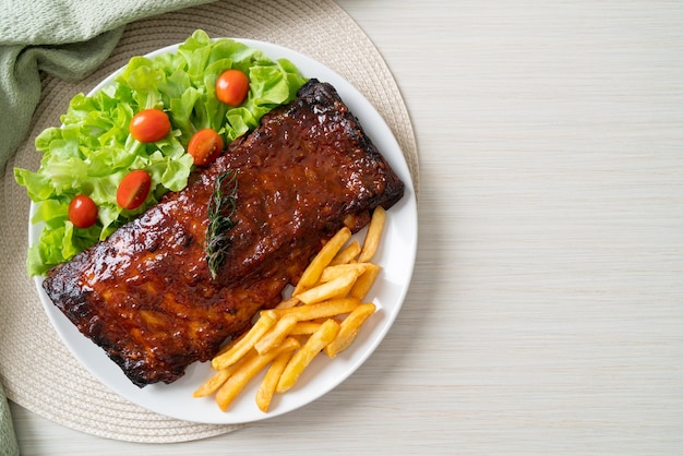 Grilled and barbecue ribs pork