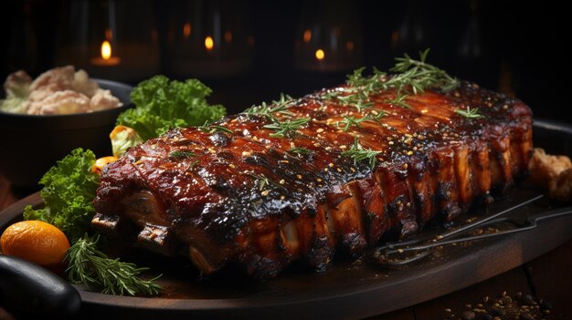 Grilled barbeque pork ribs