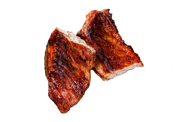 Photo grilled bbq veal calf short spare rib meat isolated on white background top view