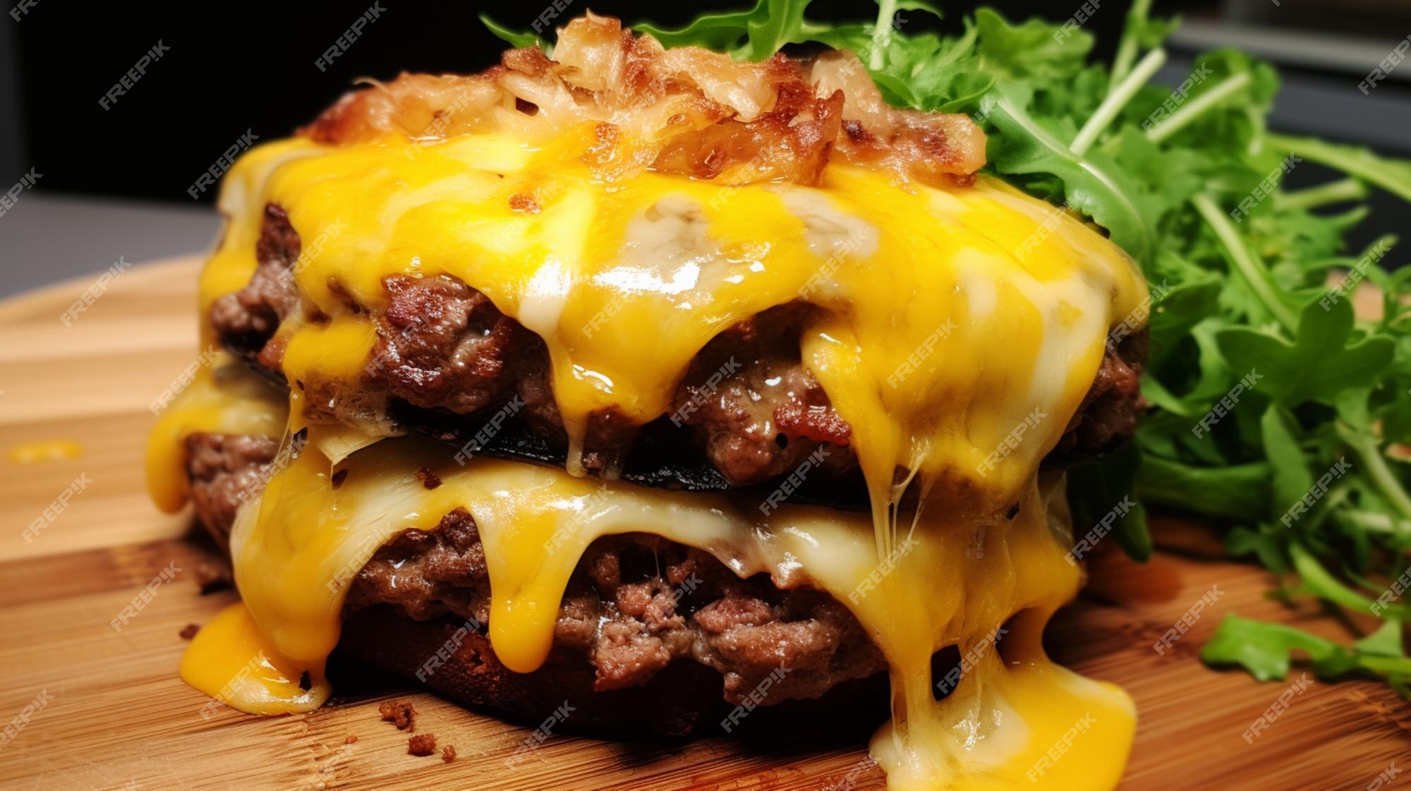 Premium AI Image | grilled beef burger with melted cheddar cheese