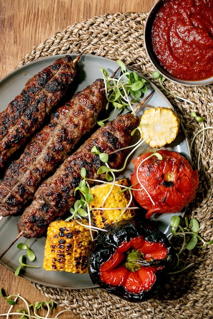 Grilled beef kebab