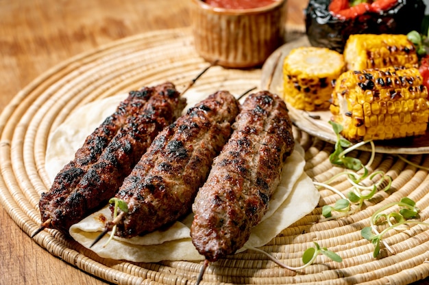 Grilled beef kebab