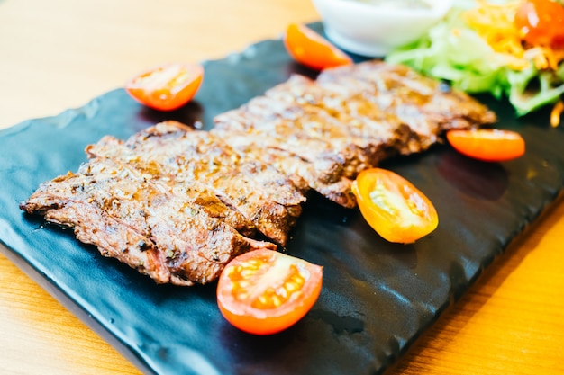 Grilled beef meat steak with vegetable