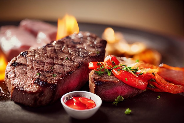 Grilled Beef Steak Background