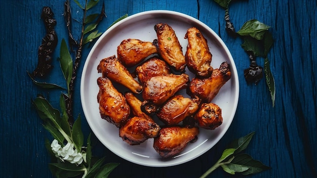 Photo grilled buffalo wings in white plate