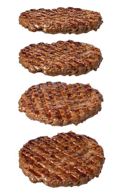 Фото Мясо гамбургера на гриле на белом фоне