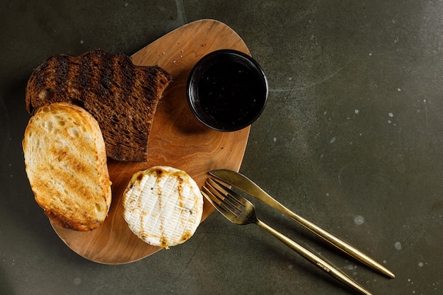 Grilled Camembert with Blackcurrant Jam