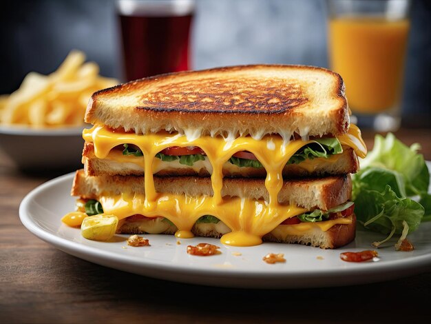 grilled cheese sandwich beautifully decorated with intricate details