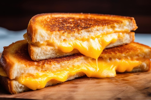 Foto panino al formaggio grigliato fatto in casa servito al mattino