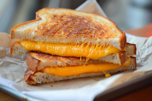 A grilled cheese sandwich melted cheese and toast