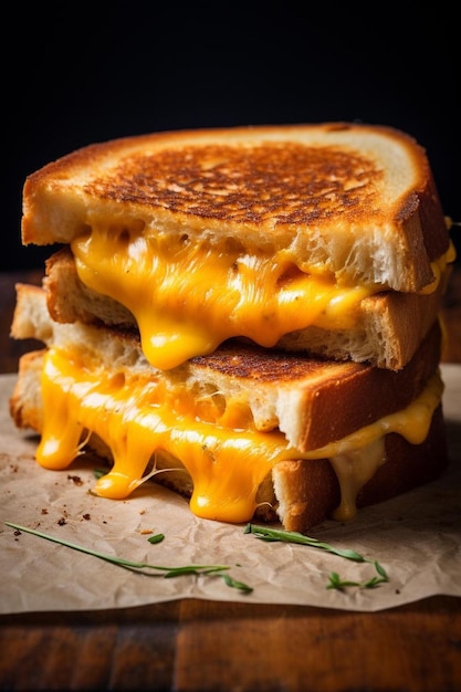 a grilled cheese sandwich on a piece of paper