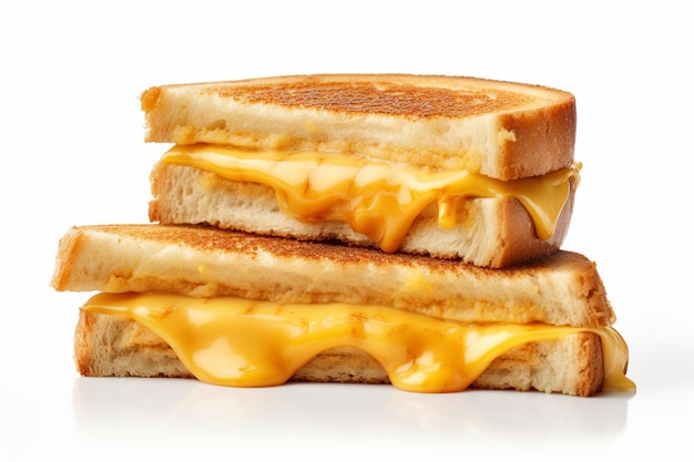 Grilled Cheese Sandwich on White Background Generative Ai