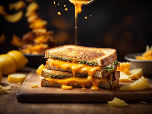 グリルチーズ・サンドイッチ (Crispy Cheese Sandwich) はフライド・チーズの外装で作られています