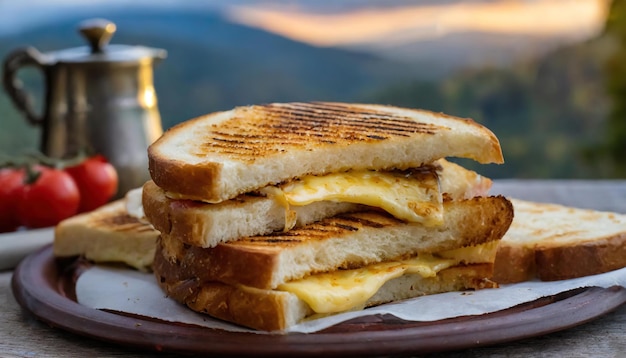 Grilled cheese sandwiches Breakfast concept