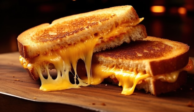 grilled cheese on wood