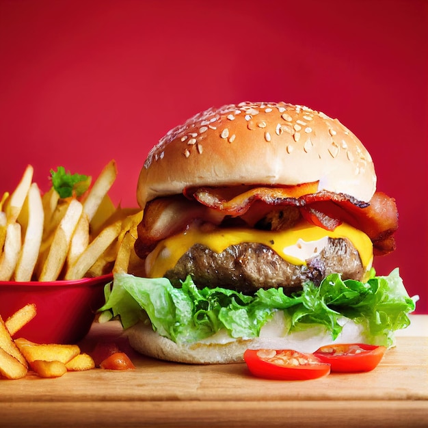 Grilled cheeseburger fast food american delicious burger snack