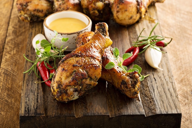 Grilled chicken drumsticks