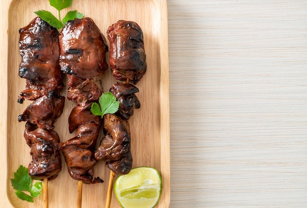 Grilled chicken liver with herbs and spices