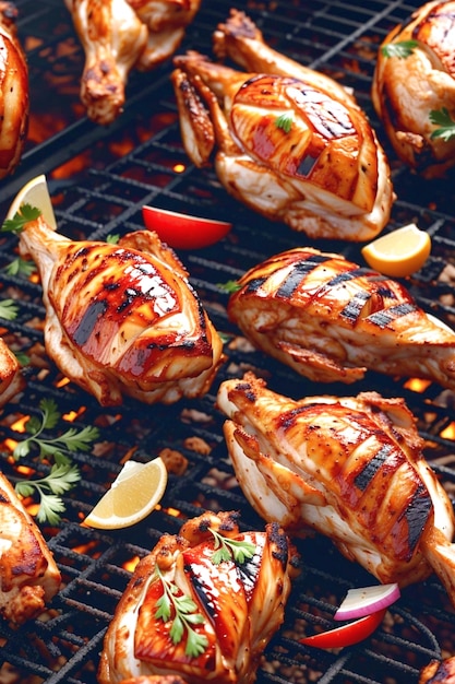 Grilled chicken meat with spicy grill