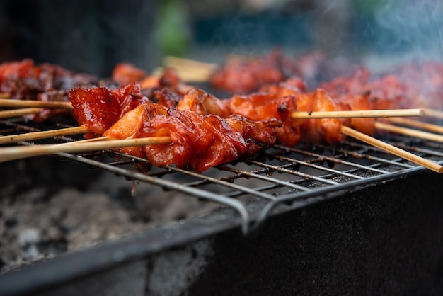 Grilled chicken sauce at Thai street food market