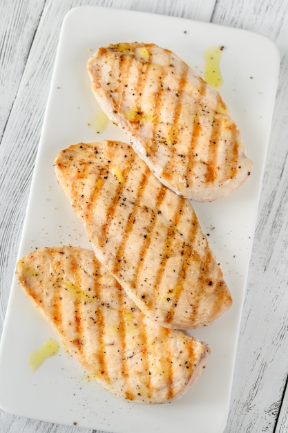 Grilled chicken on serving plate