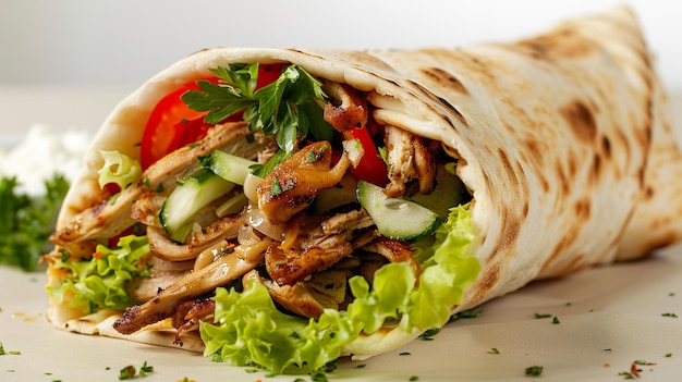 Grilled Chicken Shawarma Wrap with Vegetables