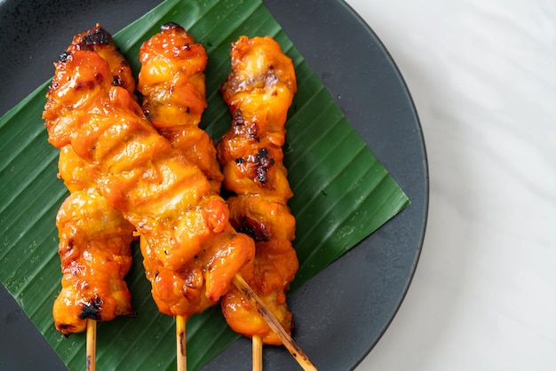 Grilled chicken skewer in Asian style