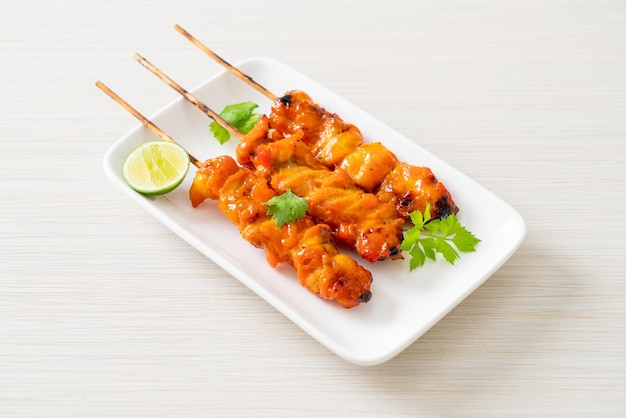 grilled chicken skewer with herbs and spices