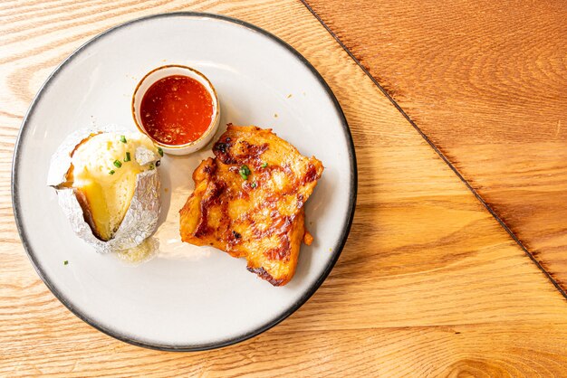 grilled chicken steak with potato