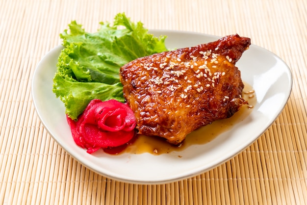 grilled chicken steak with teriyaki sauce