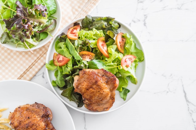 grilled chicken steak with vegetable salad