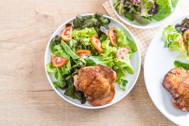 grilled chicken steak with vegetable salad