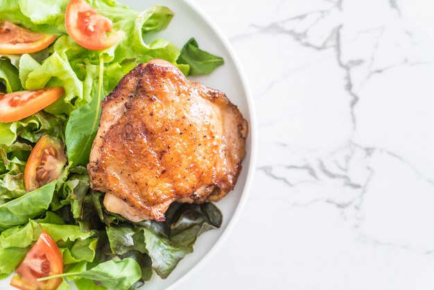 grilled chicken steak with vegetable salad