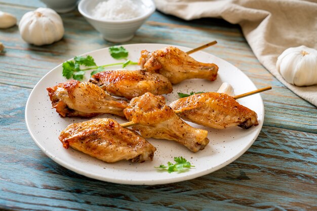 grilled chicken wings barbecue with pepper and garlic